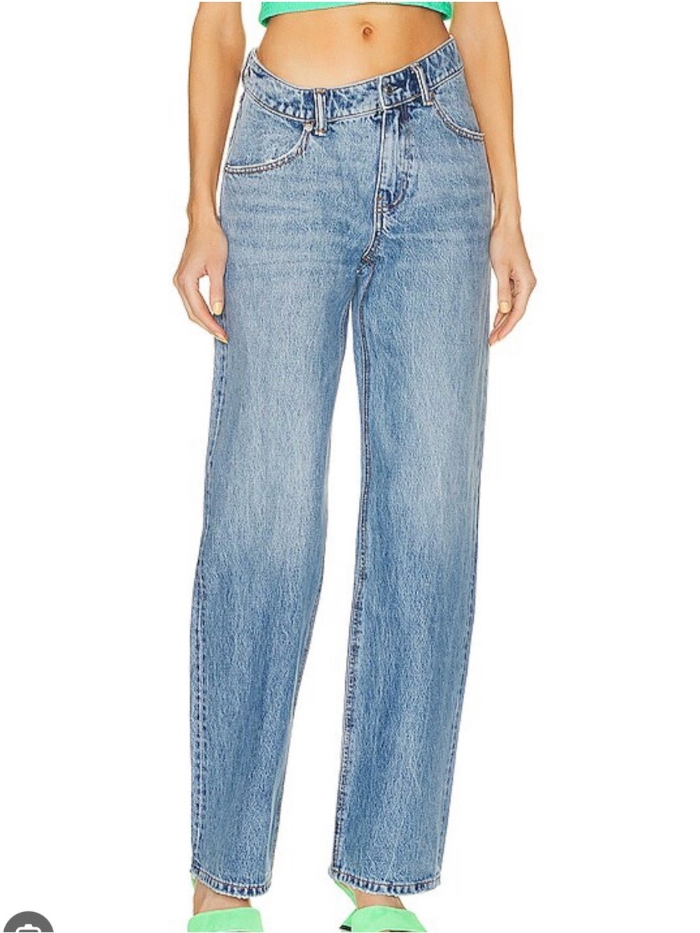 Alexander Wang Asymmetrical waistband slouchy jean size 26 vintage light indigo